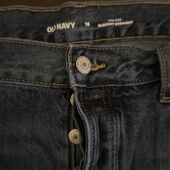 Old Navy High Rise Slouch Straight Cotton No Stretch Button Fly Shorts Sz 16 EUC - Picture 3 of 5